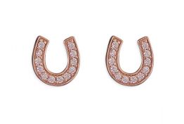 Rose Gold Cubic Zirconia Horseshoe Earrings